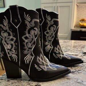 Altar'd State Black and White Heeled Boots